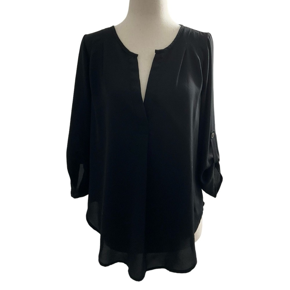 Lush Women Size XS Black 3/4 Sleeve Blouse (33-495)